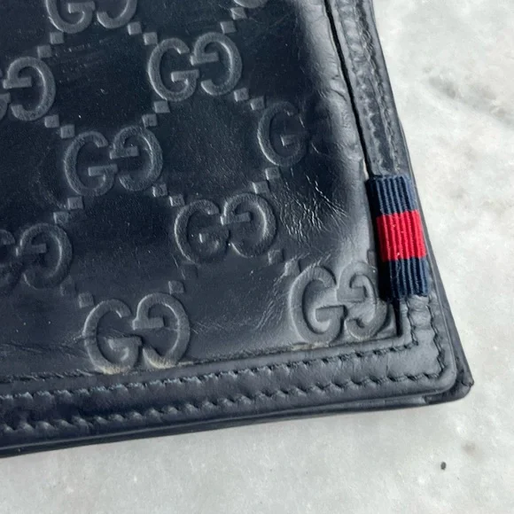 GUCCI Guccissima Supreme Navy & Red Leather Flap Wallet 237359-486430 - Picture 15 of 16
